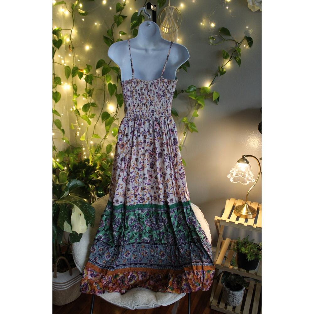 Angie Boho Floral Maxi Dress NWT | Smocked Back | Cottagecore Festival Dress - Picture 9 of 10